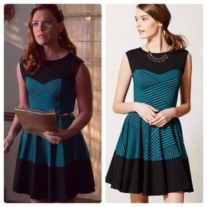 Anthropologie Eva Franco Stripe Swing Dress Teal